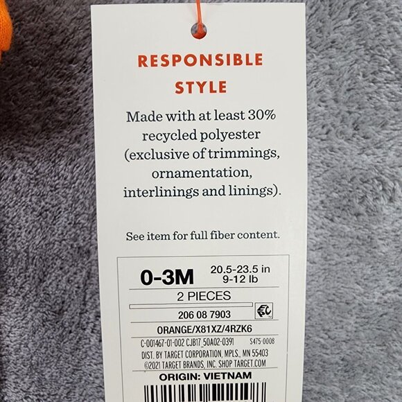 Girls Cat & Jack Little Pumpkin Sweatshirt & Legging Set Halloween 0-3 Months - Picture 3 of 11